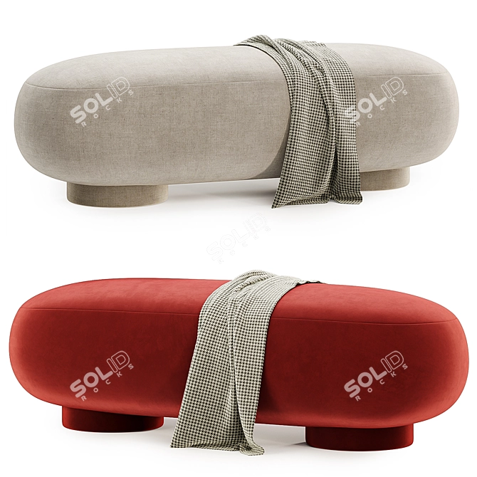 Multicolored Munro Fabric Bench 3D model image 1