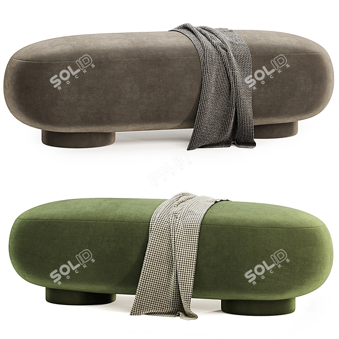 Multicolored Munro Fabric Bench 3D model image 2