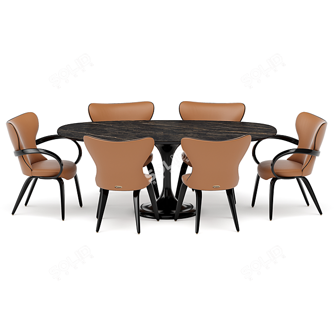 Apriori Dining Set in Noir Desir 3D model image 1