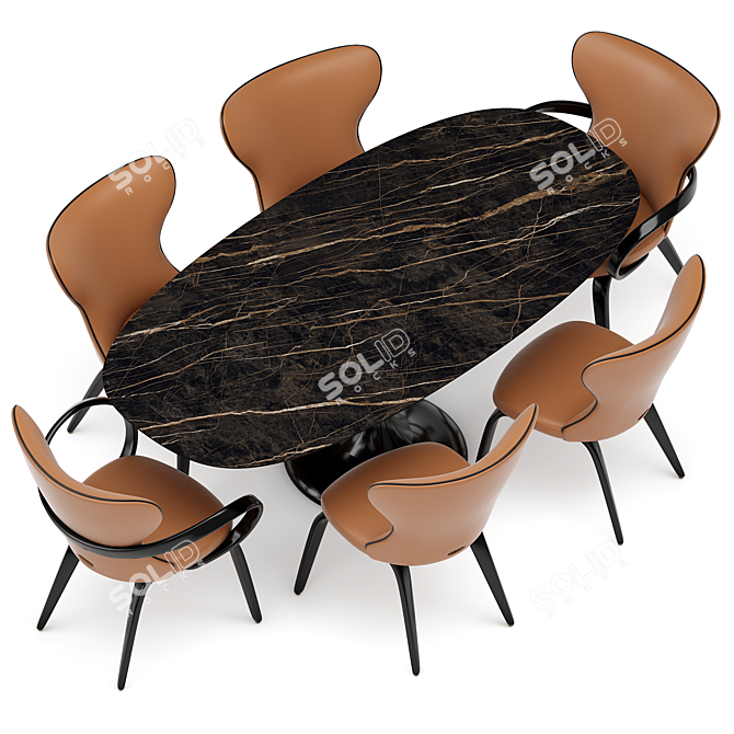 Apriori Dining Set in Noir Desir 3D model image 2