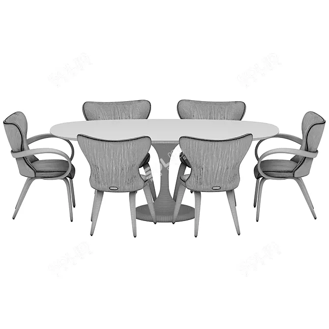 Apriori Dining Set in Noir Desir 3D model image 5