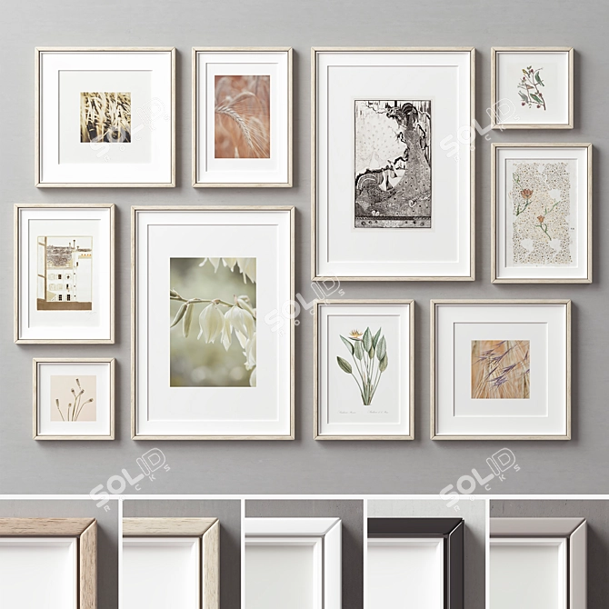 Variety Wood Picture Frames Set 3D model image 1