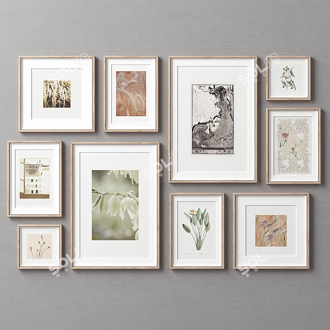 Variety Wood Picture Frames Set 3D model image 3