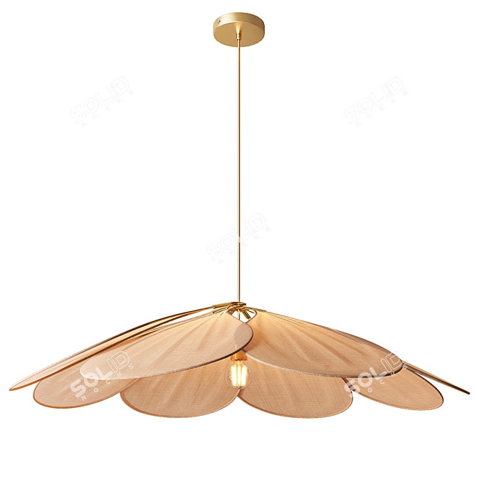 Modern Geometric Fabric Pendant Light 3D model image 2