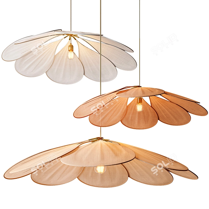 Modern Geometric Fabric Pendant Light 3D model image 3