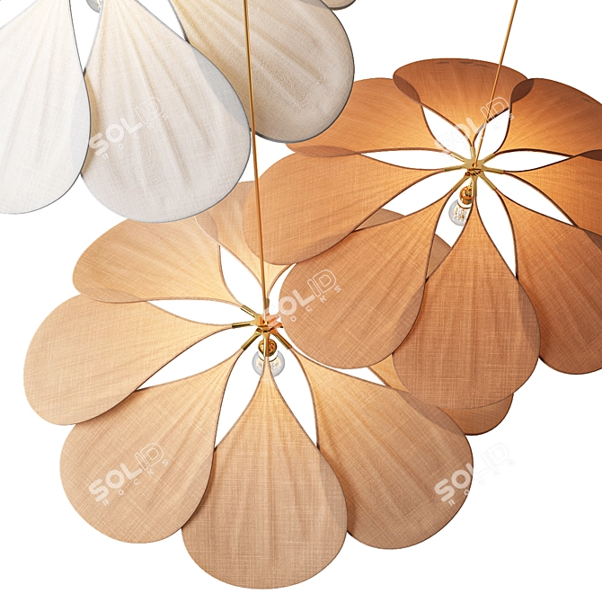 Modern Geometric Fabric Pendant Light 3D model image 5