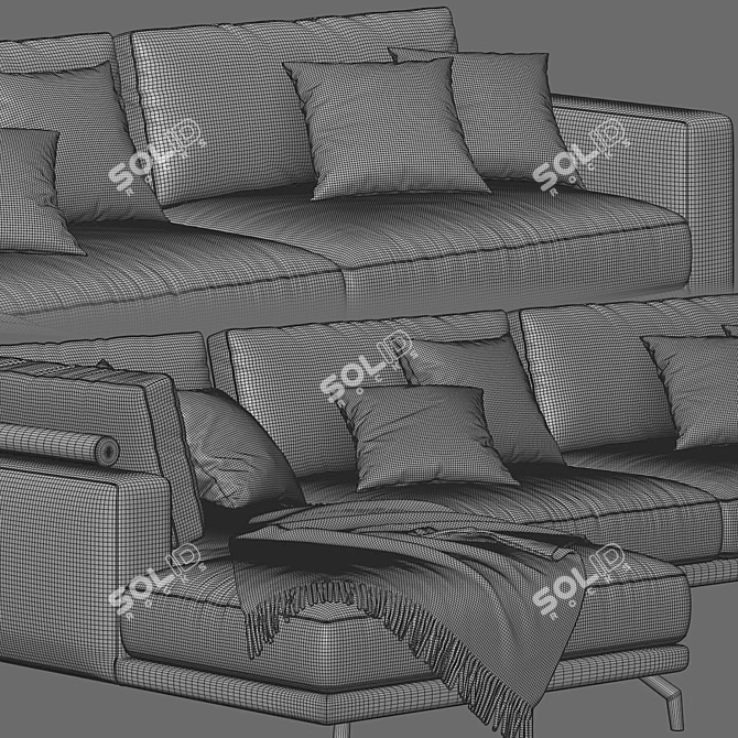 Lione Chaise Longue Sofa Elegant 3D model image 4