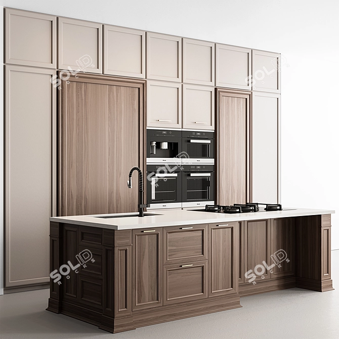 Elegant Cream Kitchen Set 3D model image 1