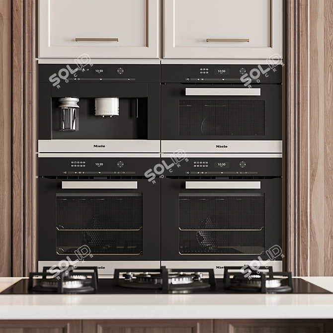 Elegant Cream Kitchen Set 3D model image 2