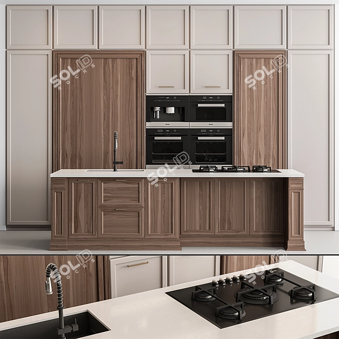 Elegant Cream Kitchen Set 3D model image 5