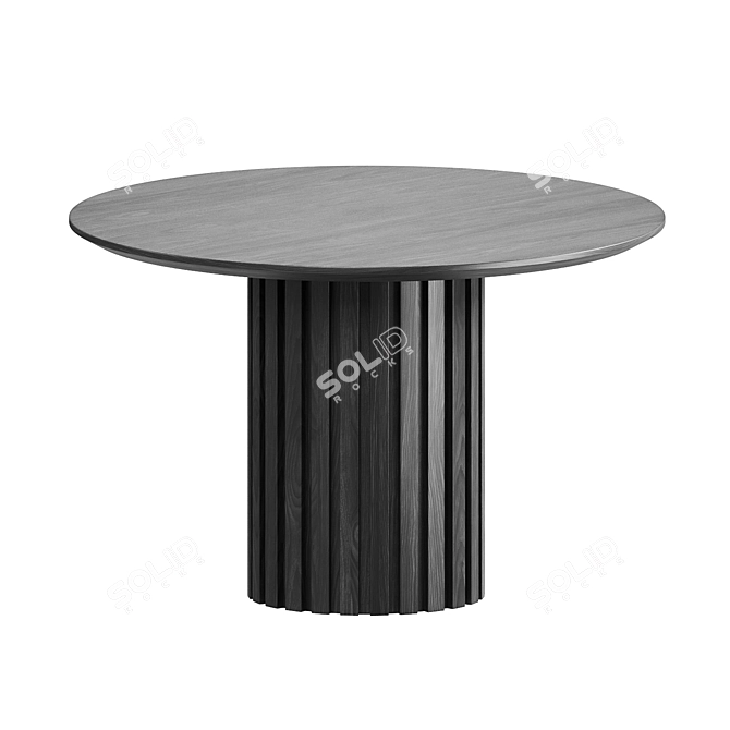 Modern Round Walnut Dining Table 3D model image 2