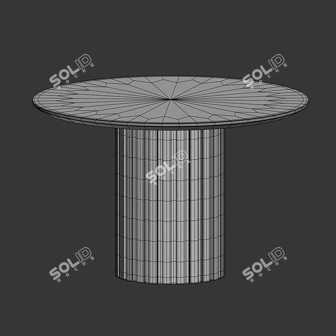 Modern Round Walnut Dining Table 3D model image 4