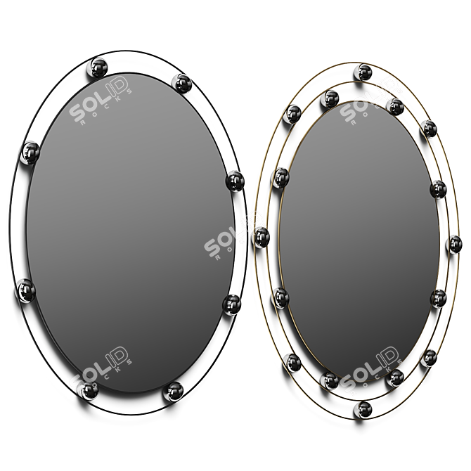 Galactic Brass Wall Mirror 3D model image 2