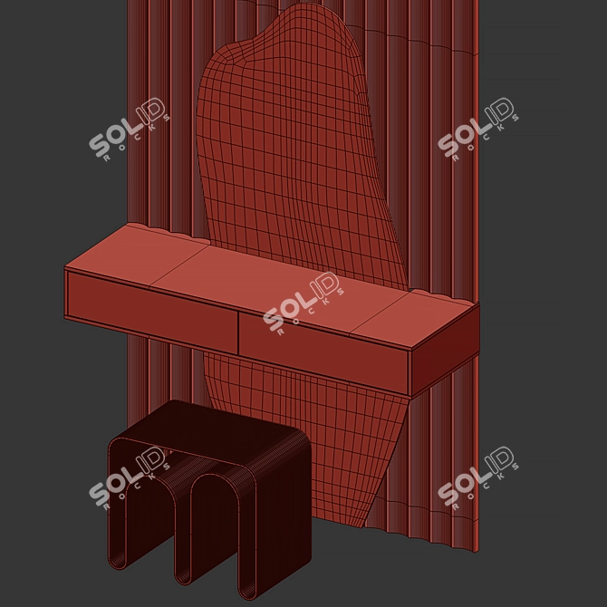 Modern Asymmetrical Vanity Table 3D model image 5