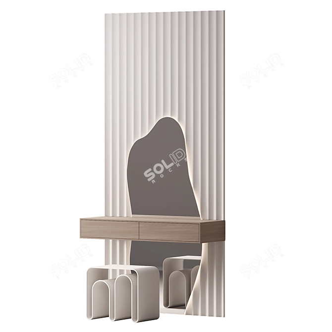 Modern Asymmetrical Vanity Table 3D model image 8