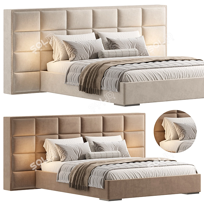 Modern Bed Design in 3Ds 3D model image 2