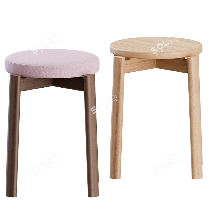 Menu Space Passage Stool Upholstered 3D model image 1