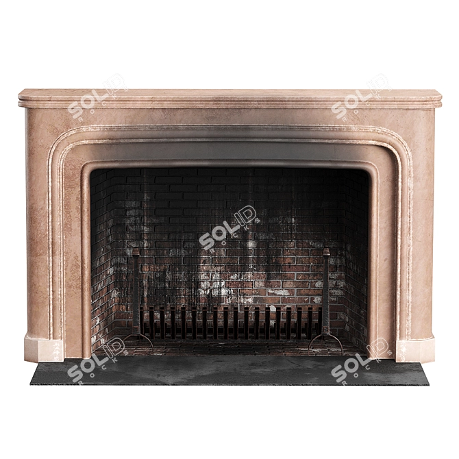 Elegant Wood-Burning Fireplace 3D model image 2