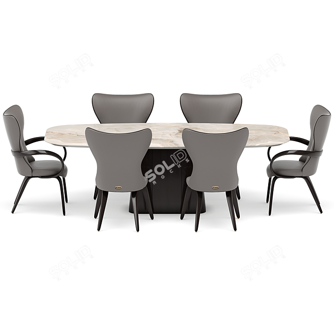 Elegant Dining Set Reves Noisette 3D model image 1