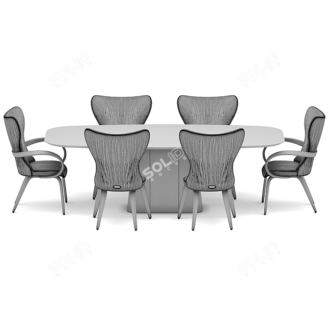 Elegant Dining Set Reves Noisette 3D model image 5