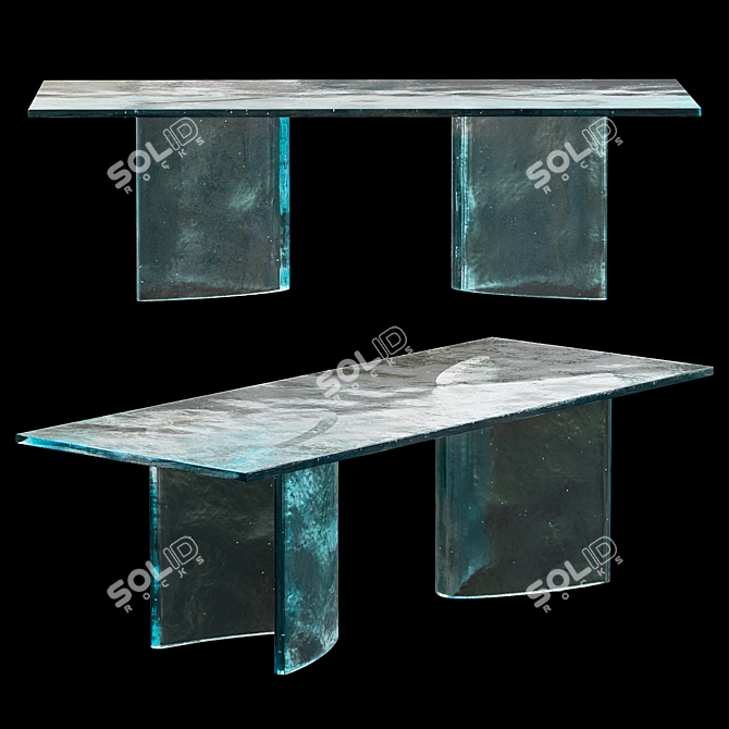 Vintage Glass Table 3D model image 1