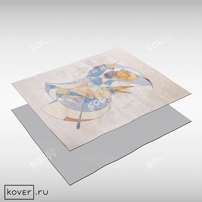 Title: Geometric Graphic Art Silk Rug 3D model image 2