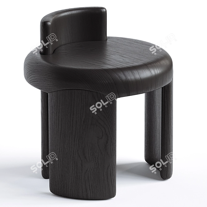 Modern Sculptural Kafa Stool 3D model image 1