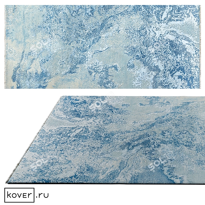 Modern Abstract Blue Rug, India 3D model image 1