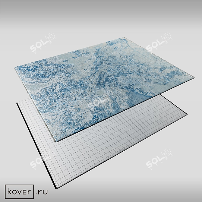 Modern Abstract Blue Rug, India 3D model image 2