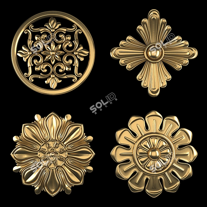 3D Ornament Pack 2016 Gold 3D model image 1