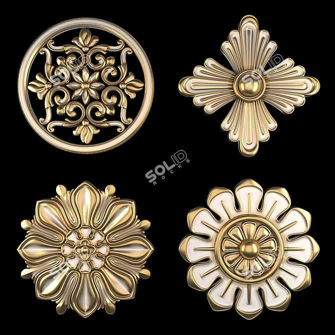 3D Ornament Pack 2016 Gold 3D model image 3