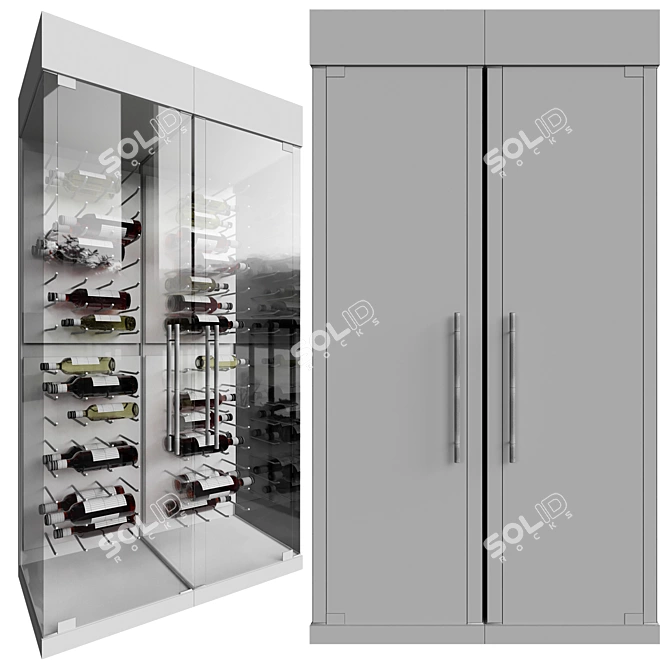 Sophisticated Wine Cellar Display 3D model image 3