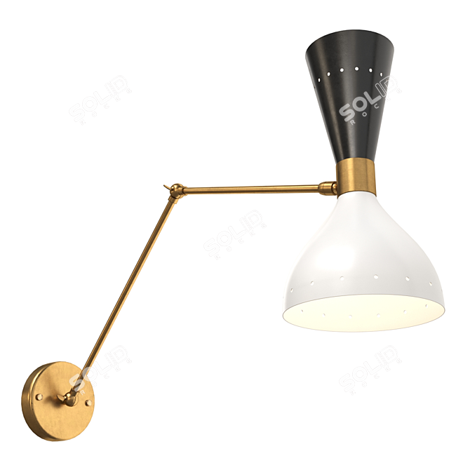 Mid-Century Brass Articulated Sconce 3D model image 3
