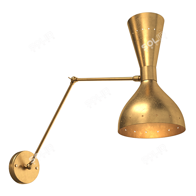 Mid-Century Brass Articulated Sconce 3D model image 4