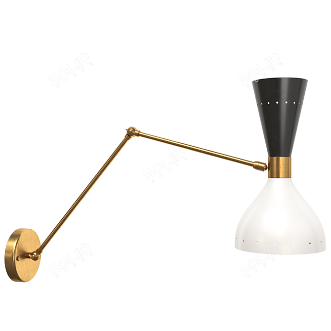 Mid-Century Brass Articulated Sconce 3D model image 5