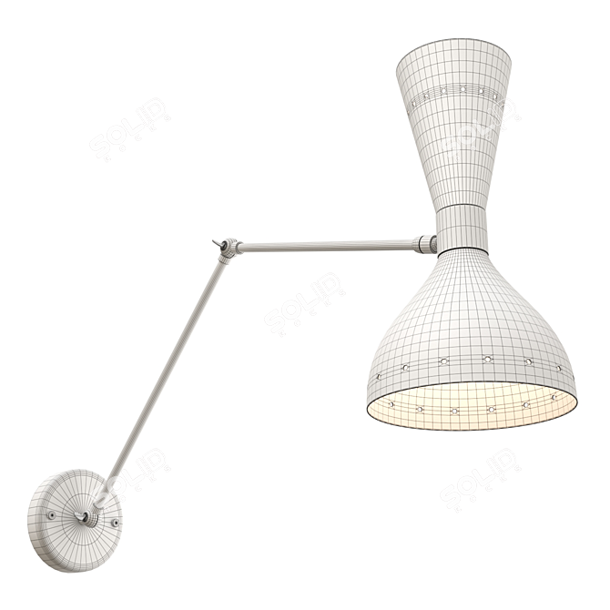 Mid-Century Brass Articulated Sconce 3D model image 7