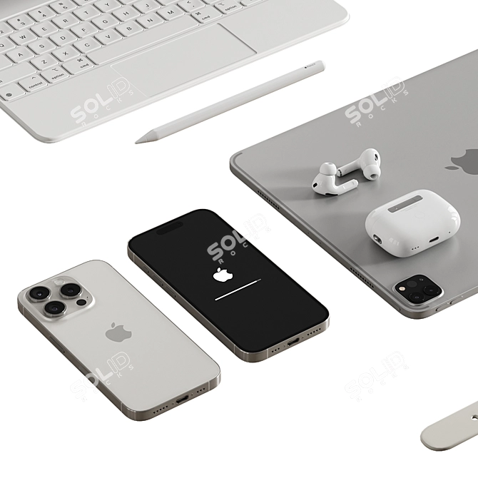 Apple White Tech Set Bundle 3D model image 2