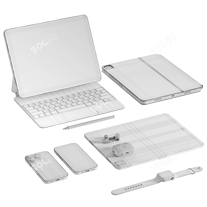 Apple White Tech Set Bundle 3D model image 6