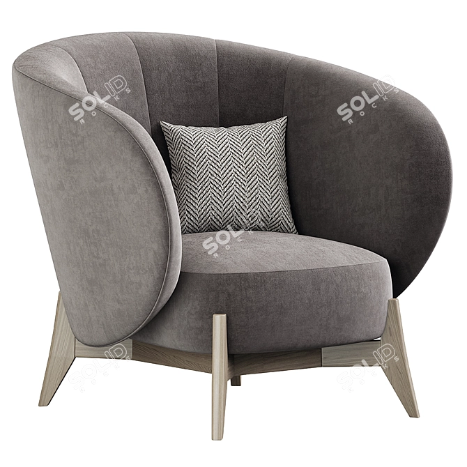 Modern Velvet Pink Accent Chair 3D model image 3