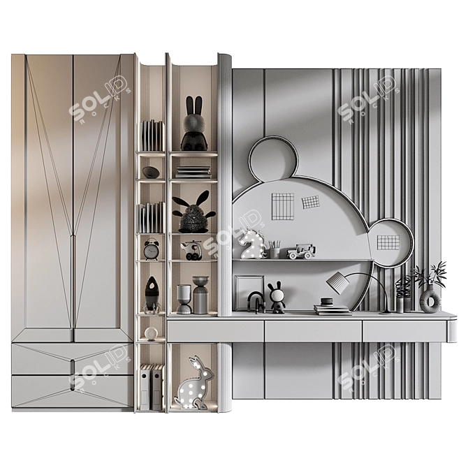 Customizable Furniture Composition with Decor 3D model image 2