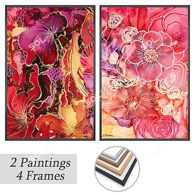 Art set with versatile frames 3D model image 1