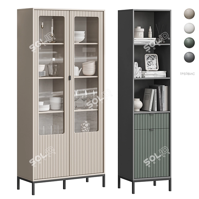 Scandinavian Display Cabinet Set 3D model image 3