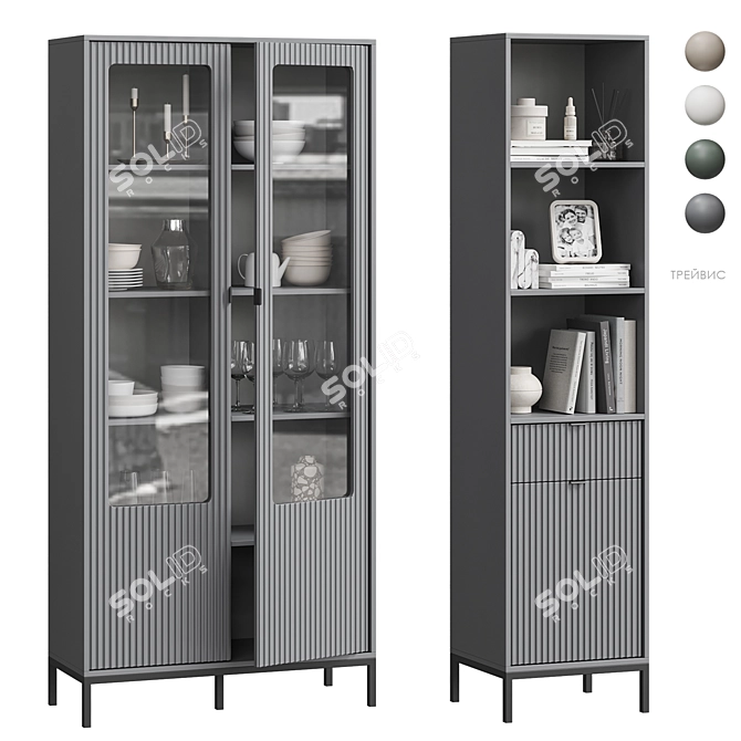 Scandinavian Display Cabinet Set 3D model image 5