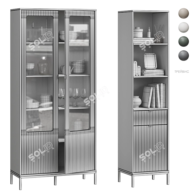 Scandinavian Display Cabinet Set 3D model image 7