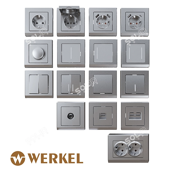 Silver Matte Werkel Sockets & Switches 3D model image 1