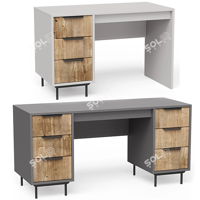 Polys Desk Set in Grey 3D model image 6