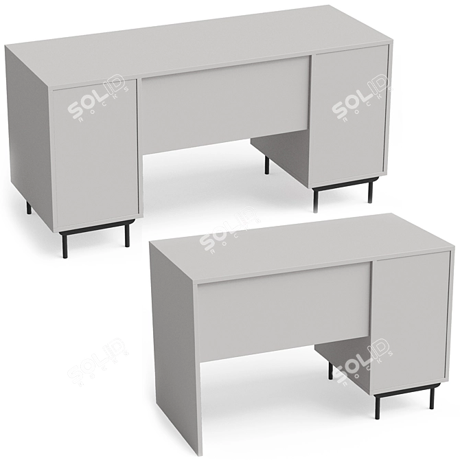 Polys Desk Set in Grey 3D model image 8