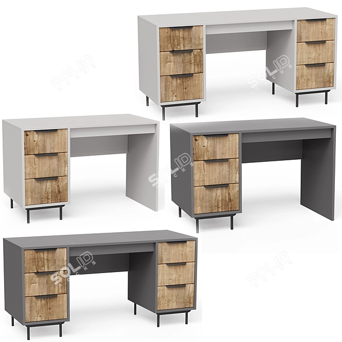 Polys Desk Set in Grey 3D model image 9