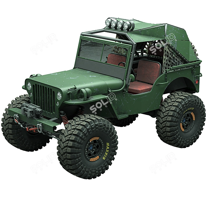 Willys Monster Truck Model 3D model image 1