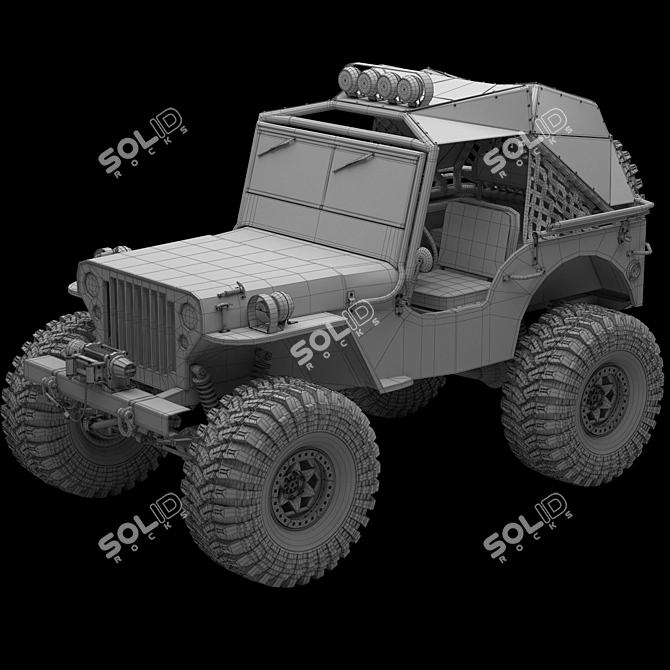 Willys Monster Truck Model 3D model image 4